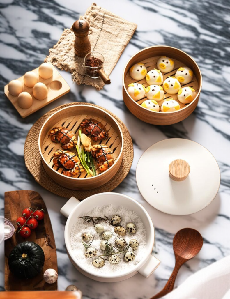 セラミック製で丈夫な蒸籠土鍋の構造