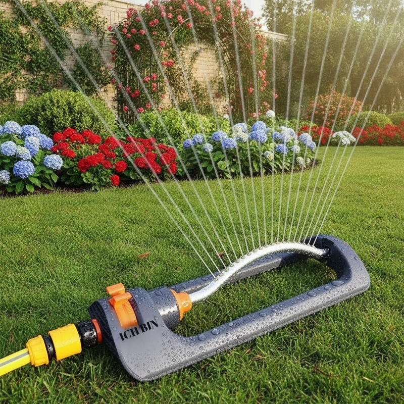 Detailansicht der 19 Düsen des Gartensprinklers
