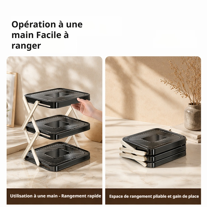 Vue de côté de l’étagère de cuisine pliée
