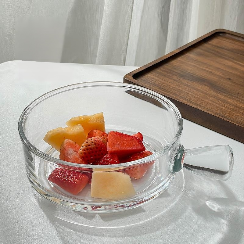 Household glass-handled salad bowl