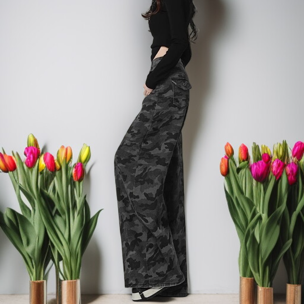 Pantalones vaqueros para mujer, corte amplio y cintura alta, estilo americano para verano