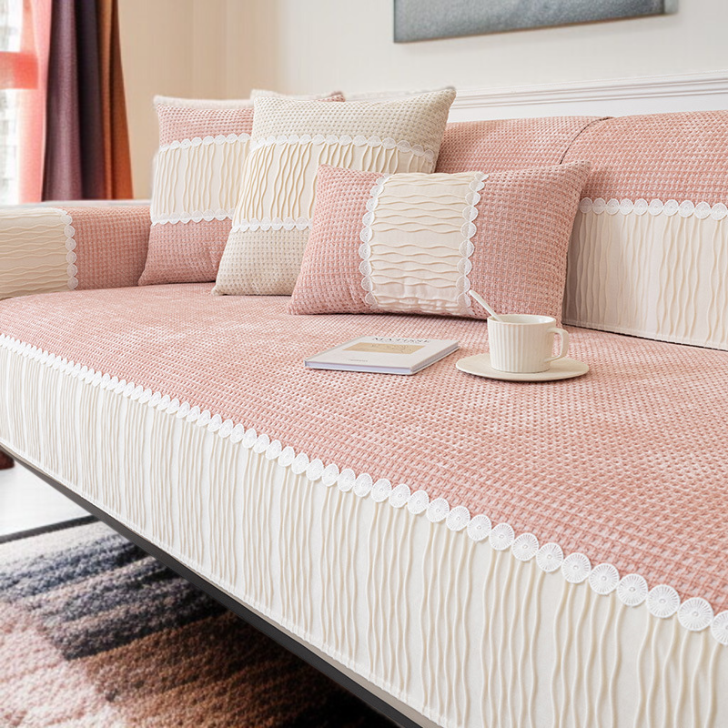 셰니어 소파 패드 와플 미끄럼 방지 방석 크림 커버 소프트 소파 커버 커버 소파 패드