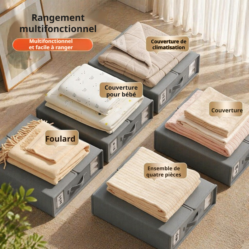Boîte de rangement en tissu pour vêtements, draps et couette de chambre
