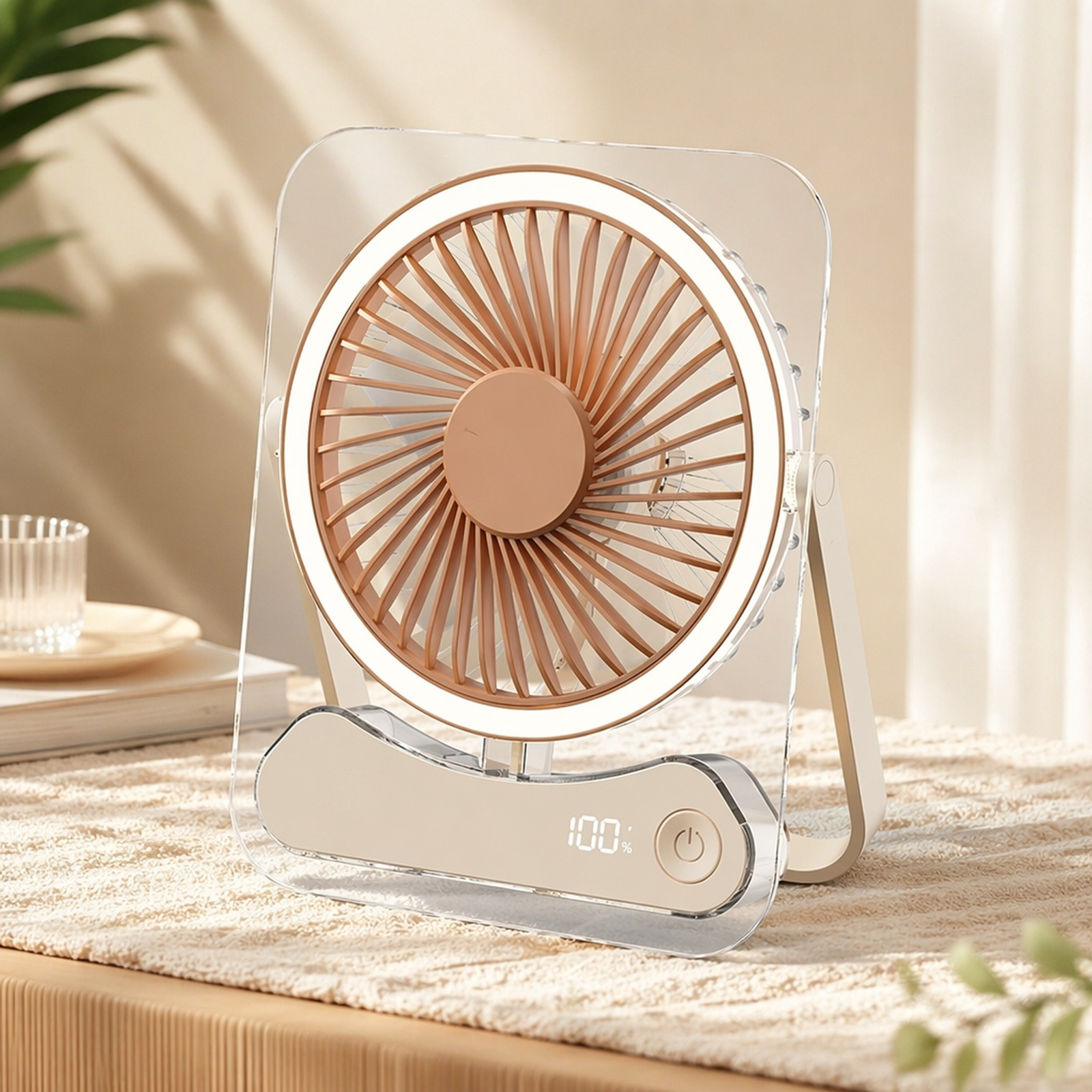 Mini ventilateur de table avec veilleuse portable pour camping en plein air