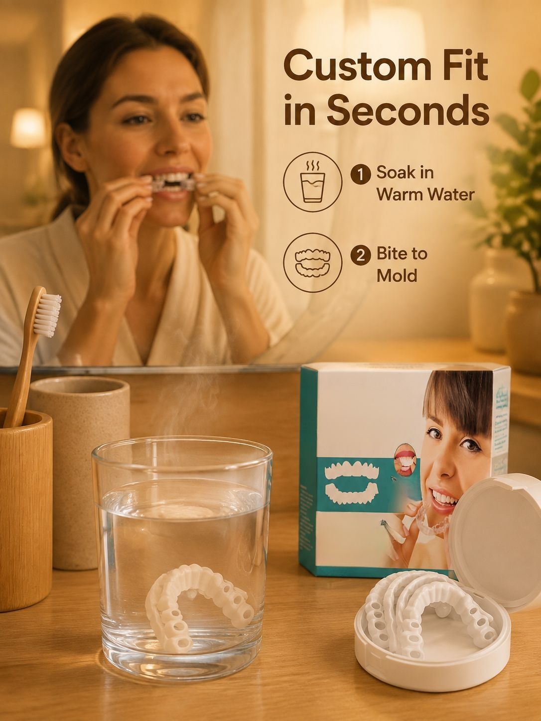 Comfortable Adjustable Clip Dentures, Fits All Mouth Types, Secure Fit