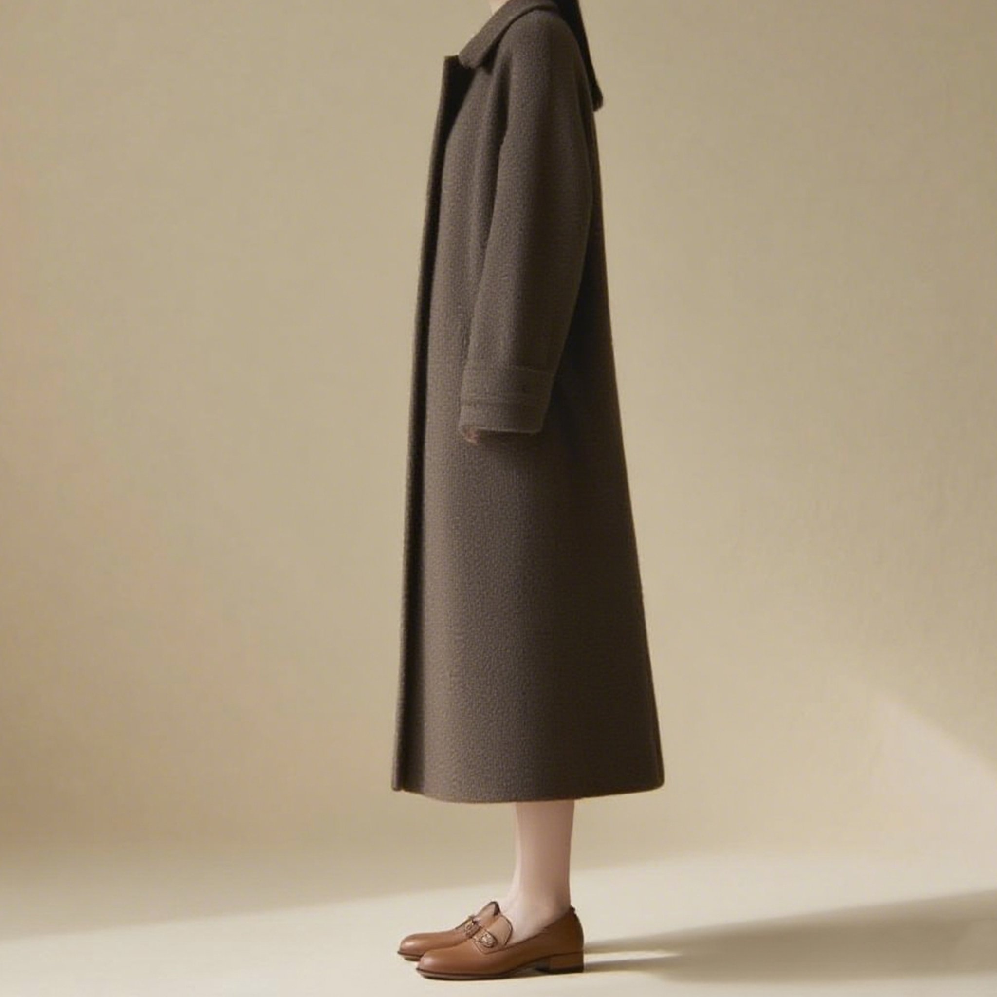 다크 브라운 울 롱코트