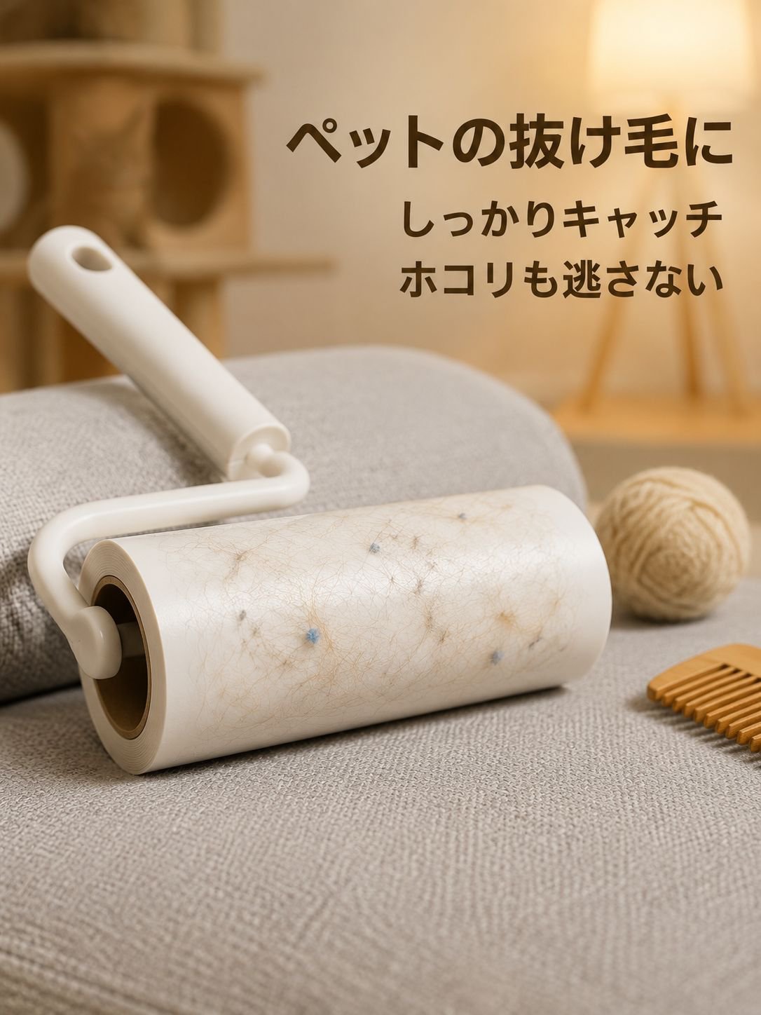 ちぎって使える粘着式粘着ローラー用紙。ペット用粘着ローラーの交換用芯。粘着力が強く、厚みがあります。