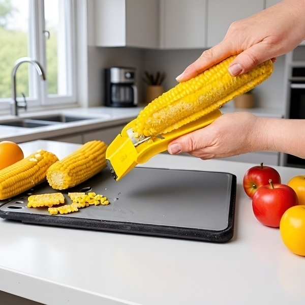 Safe and efficient corn kernel remover