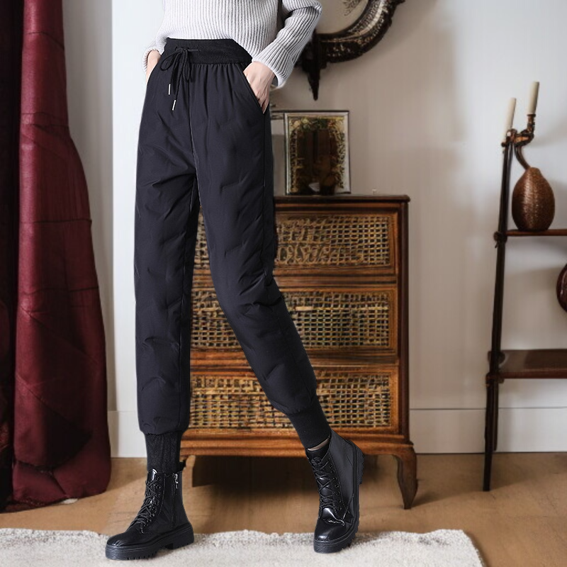 腰が高くて痩せているダウンパンツ冬保温レジャータイプのアウトドアスポーツ白鴨パイル綿ズボンゆるいファッションダウンパンツ