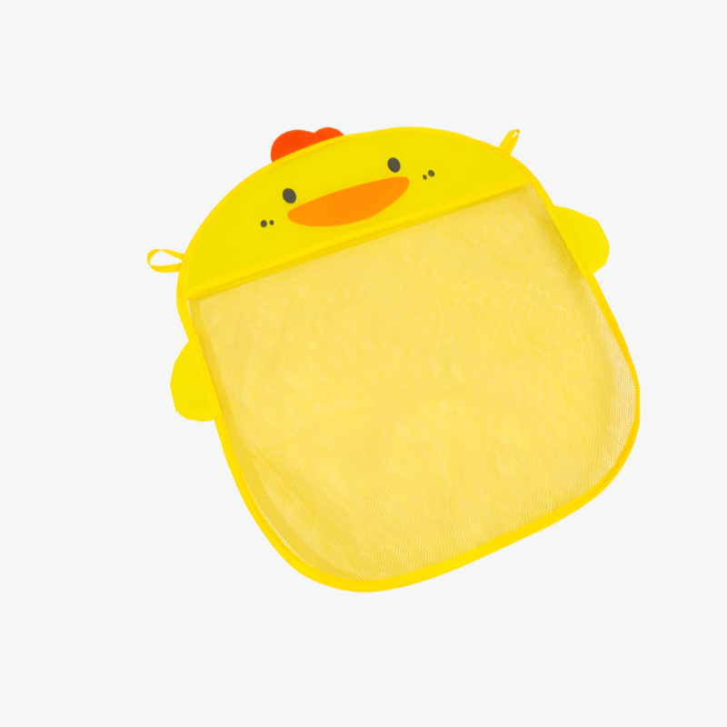 子供用お風呂用おもちゃ収納ネットバッグ おもちゃポケット 防水排水 漫画かわいいアヒル収納バッグ ベビーバスルーム 吸盤付き吊り下げバッグ