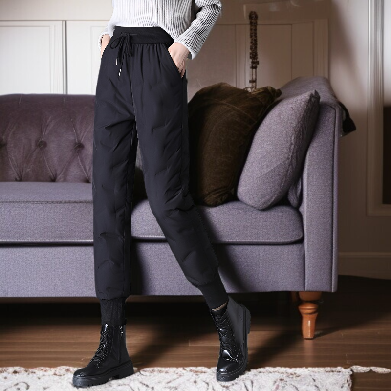 腰が高くて痩せているダウンパンツ冬保温レジャータイプのアウトドアスポーツ白鴨パイル綿ズボンゆるいファッションダウンパンツ