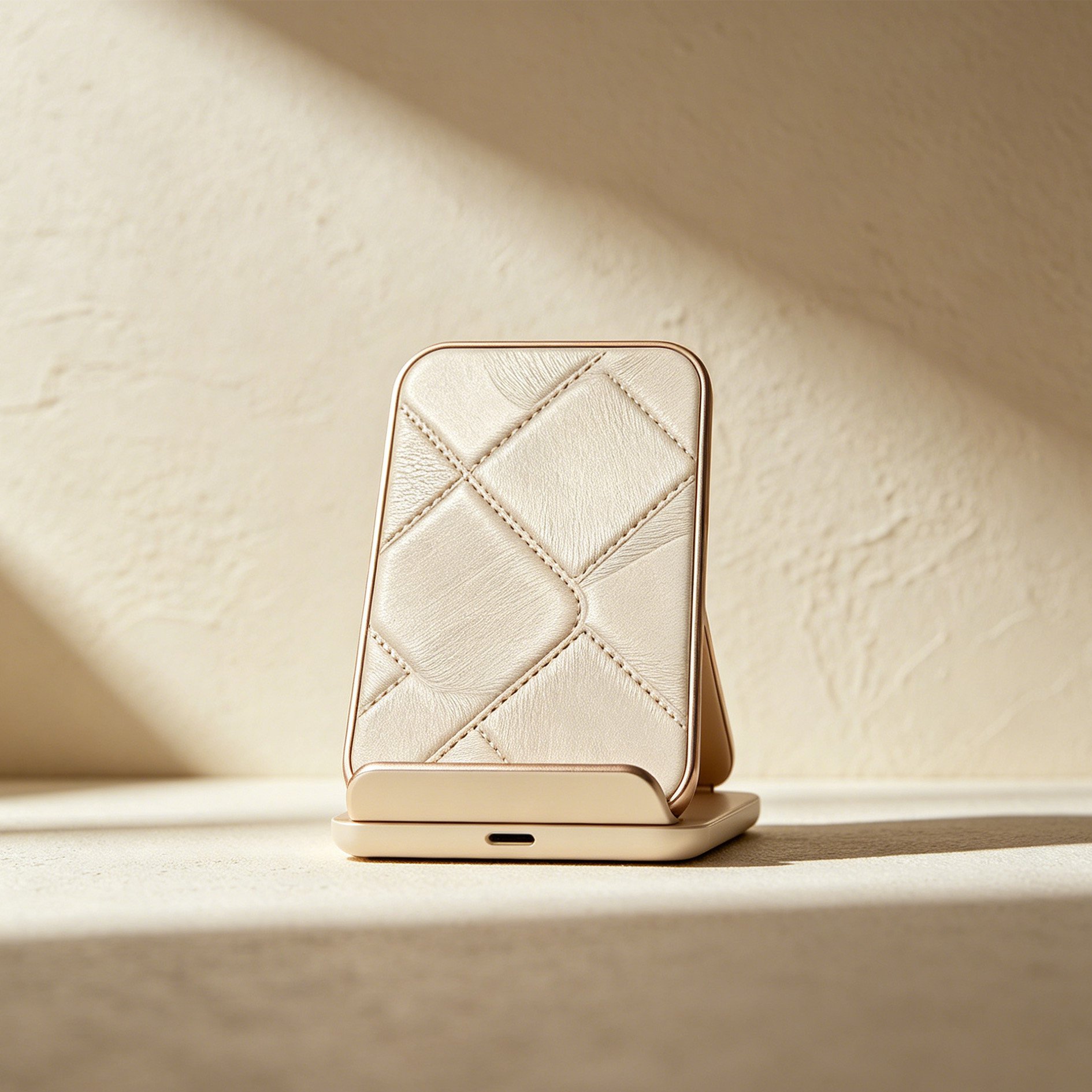 Elegante Handyhalterung mit Diamantmuster und Wireless Charging