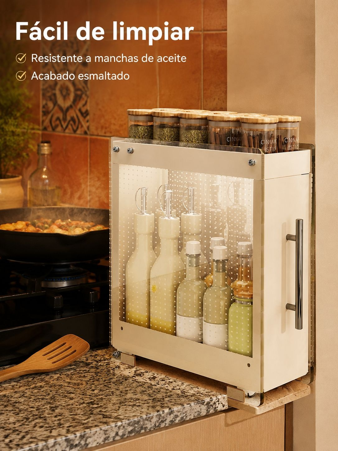 Soporte para frascos de especias con diseño compacto