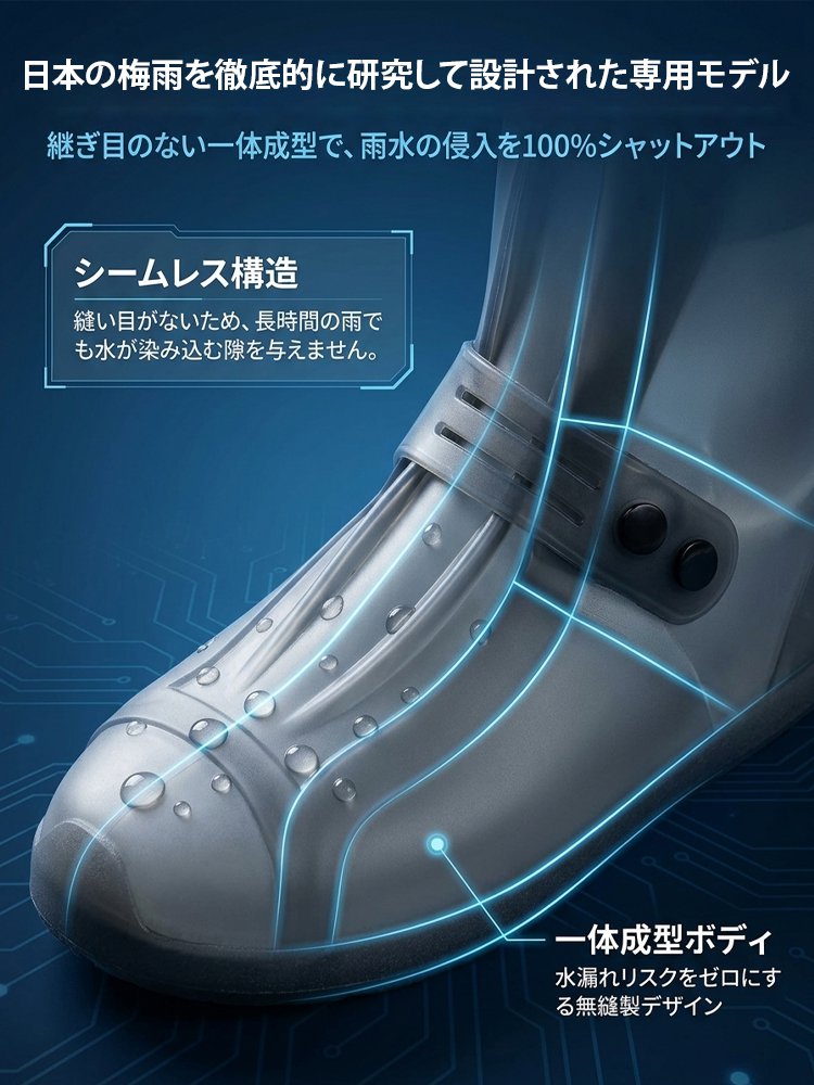 【滑りにくい！】天然ゴム製防水レインシューズカバー