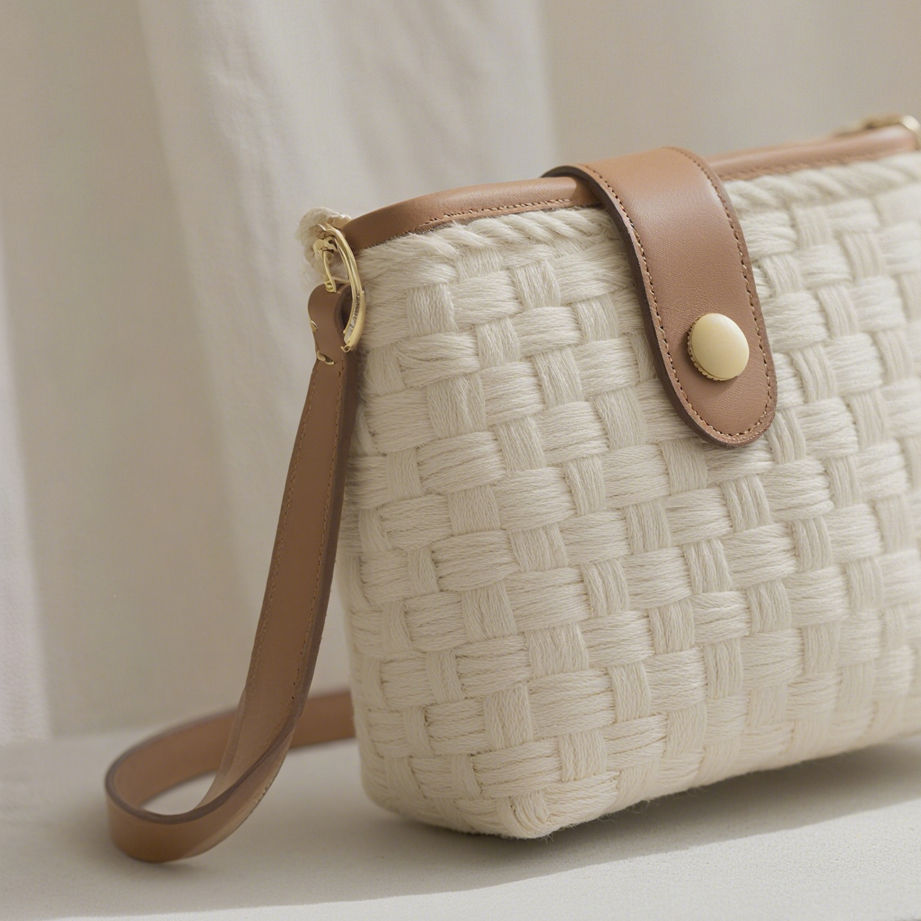 Bolso de hombro pequeño retro de cuerda tejida a mano