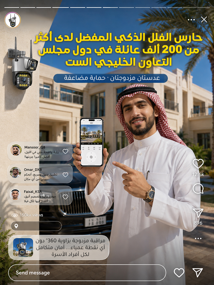 【حماية المنزل】كاميرا مراقبة بعدستين مع تنبيه تلقائي