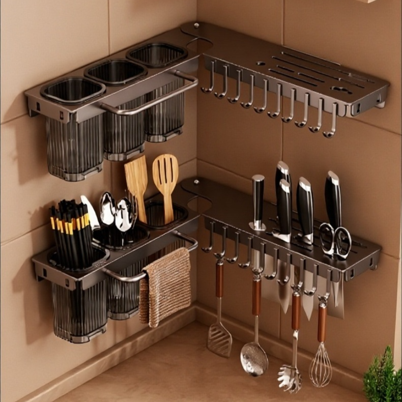 Estante de Esquina Giratorio para Cuchillos de Cocina