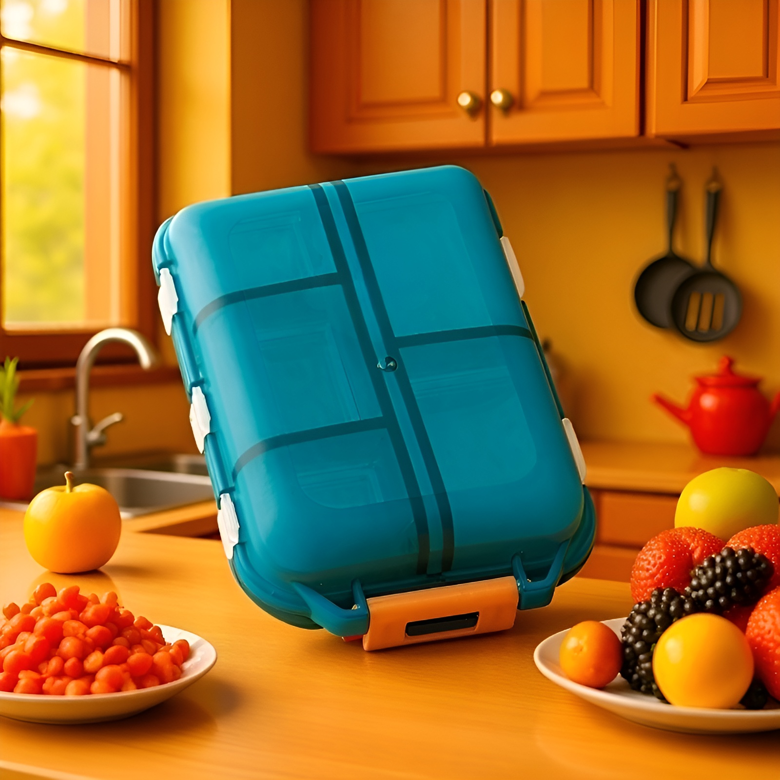 10-Compartment Sealed Portable Pill Case, Small PP Medicine Organizer