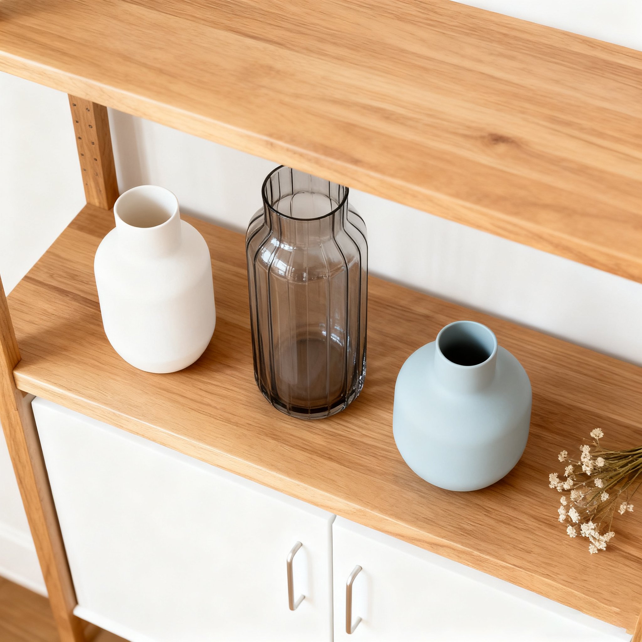 다양한 크기의 꽃병 세트 소품