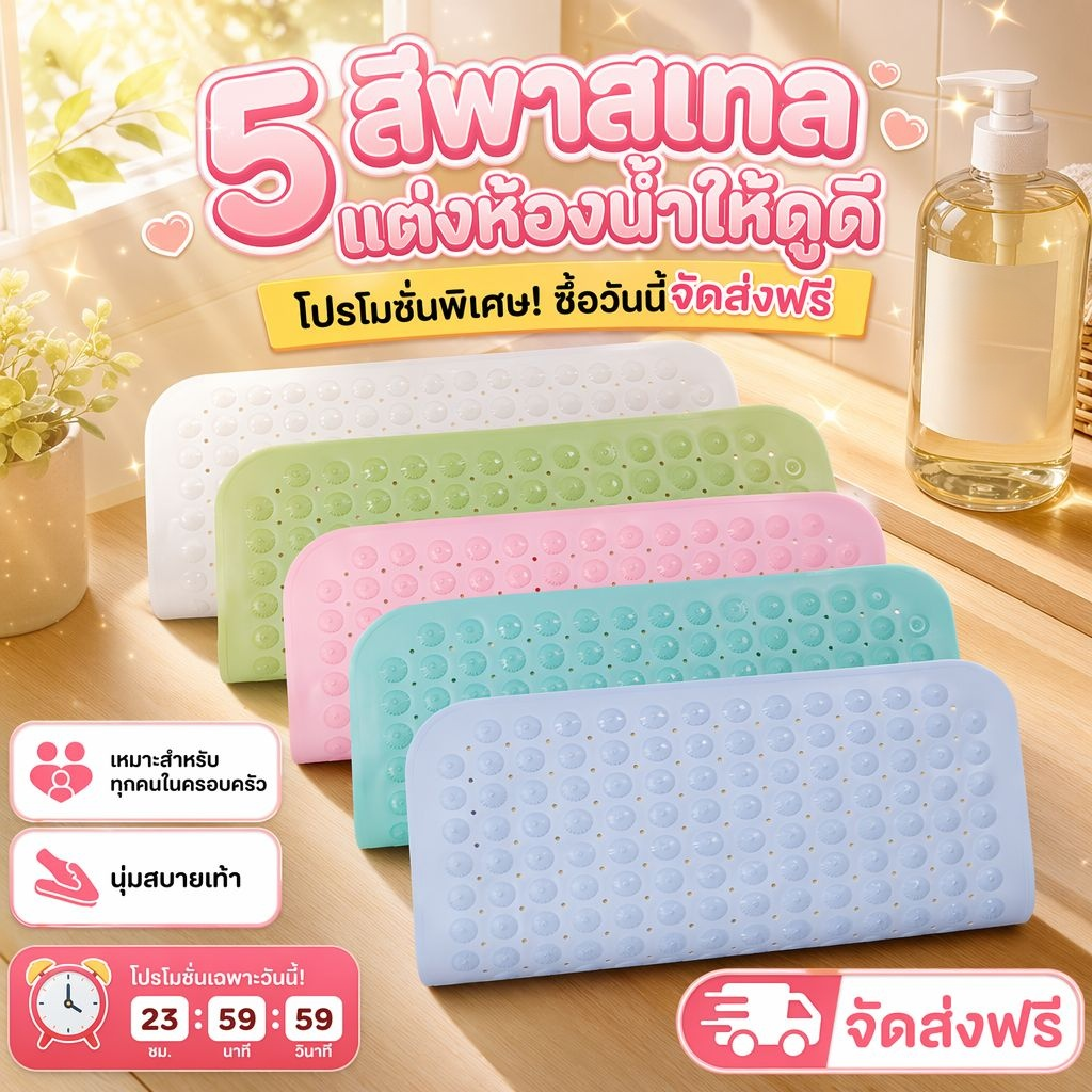 แผ่นรองกันน้ำและกันลื่นสำหรับอ่างอาบน้ำ ห้องน้ำ ห้องสุขา