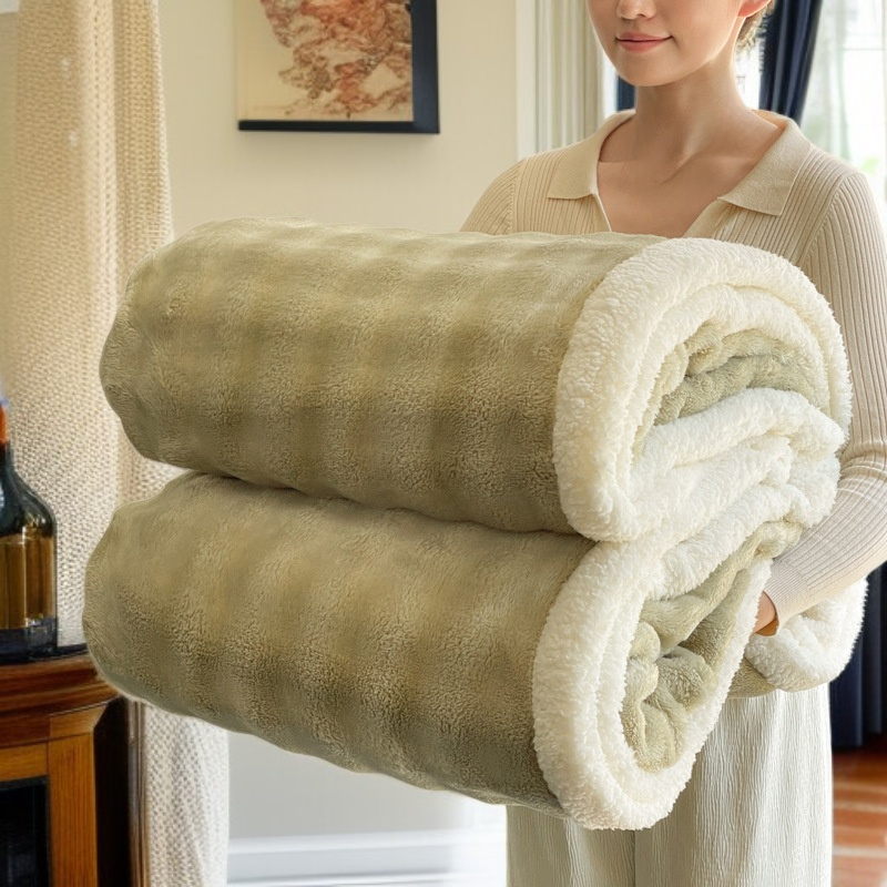雙層加厚毛毯保暖效果示意