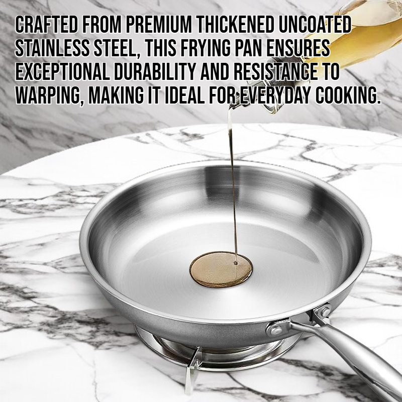 Household Thickened Uncoated Stainless Steel Frying Pan