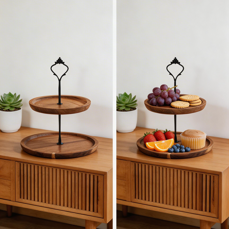 シンプルな二段式ドライフルーツトレイ