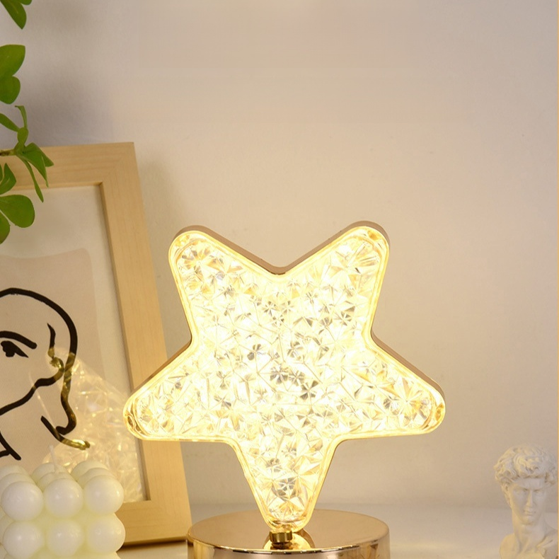 별빛 달 모양 크리스탈 테이블 램프