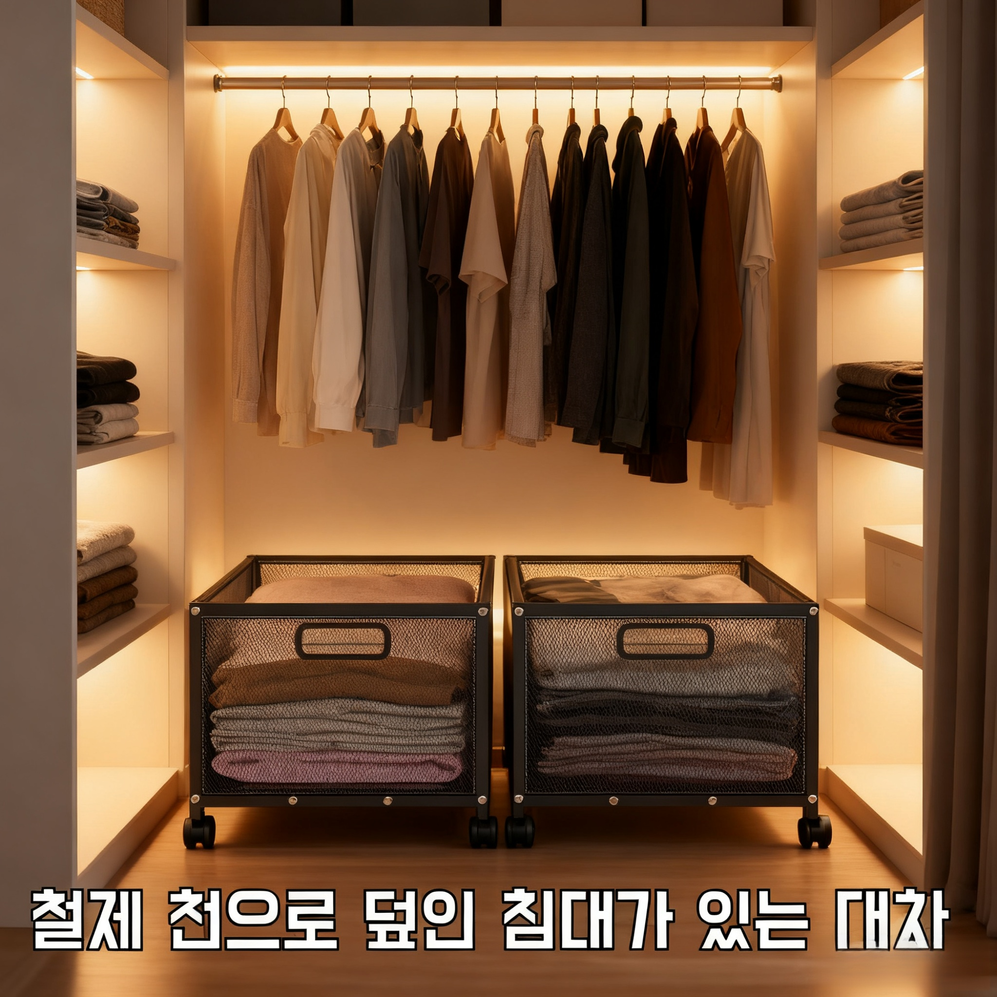 침대 밑 수납 옷 정리함