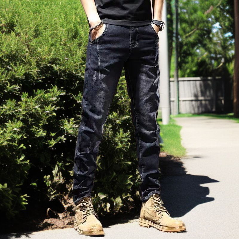 남자 슬림 작은 발바지 춘추 스판 청바지 남자 스판 작은 발바지 춘추 캐주얼 바지