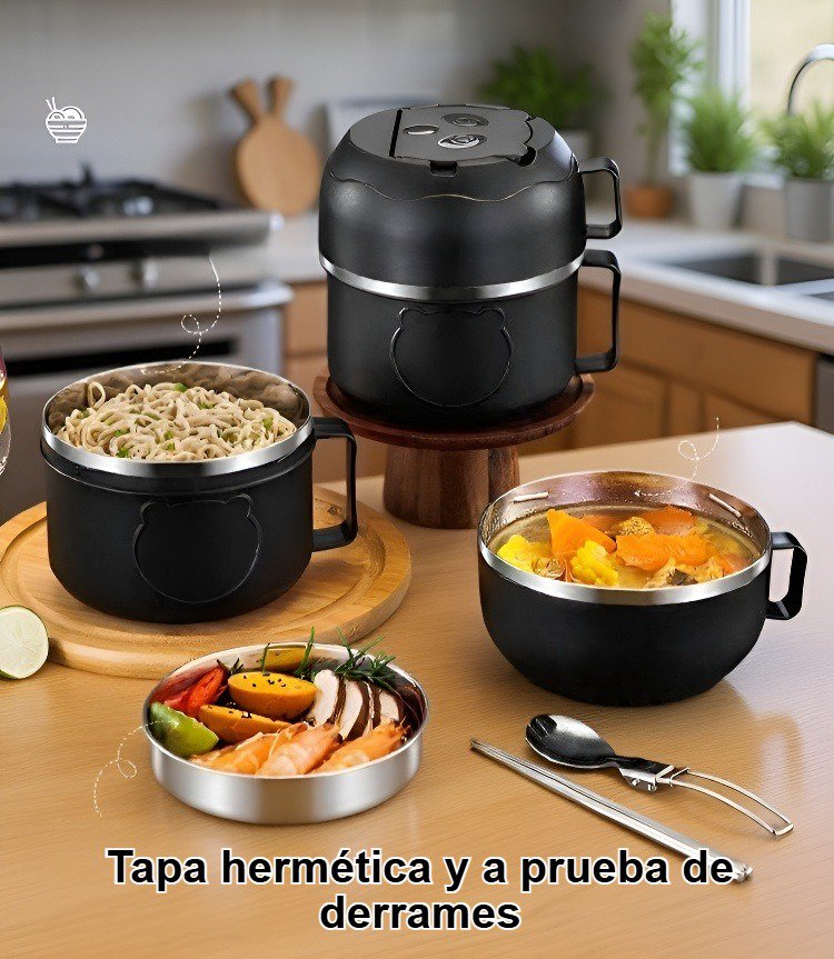Taza de comida rápida de acero inoxidable en primer plano