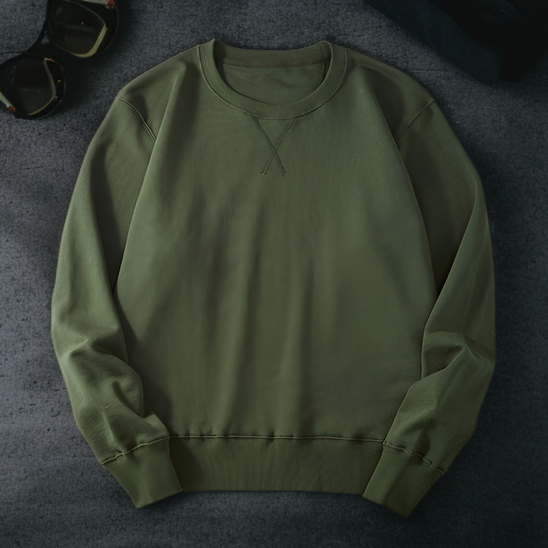 秋新作ルーズフィットヘビーウェイト無地スウェットシャツ