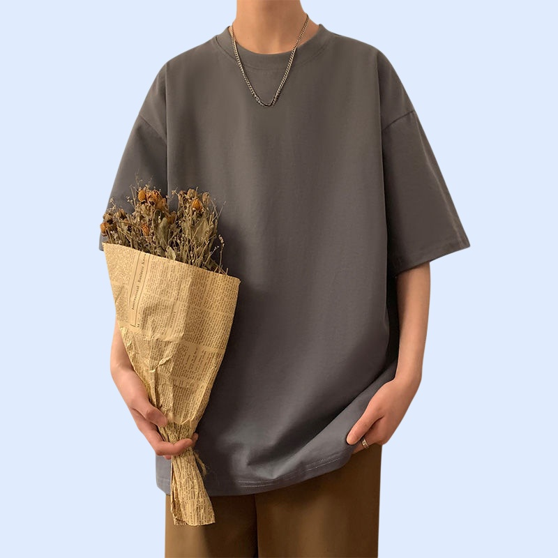 สื้อยืดผู้ชายแขนสั้นผ้าฝ้ายแท้ 100% แบรนด์แฟชั่น แมทช์ง่าย