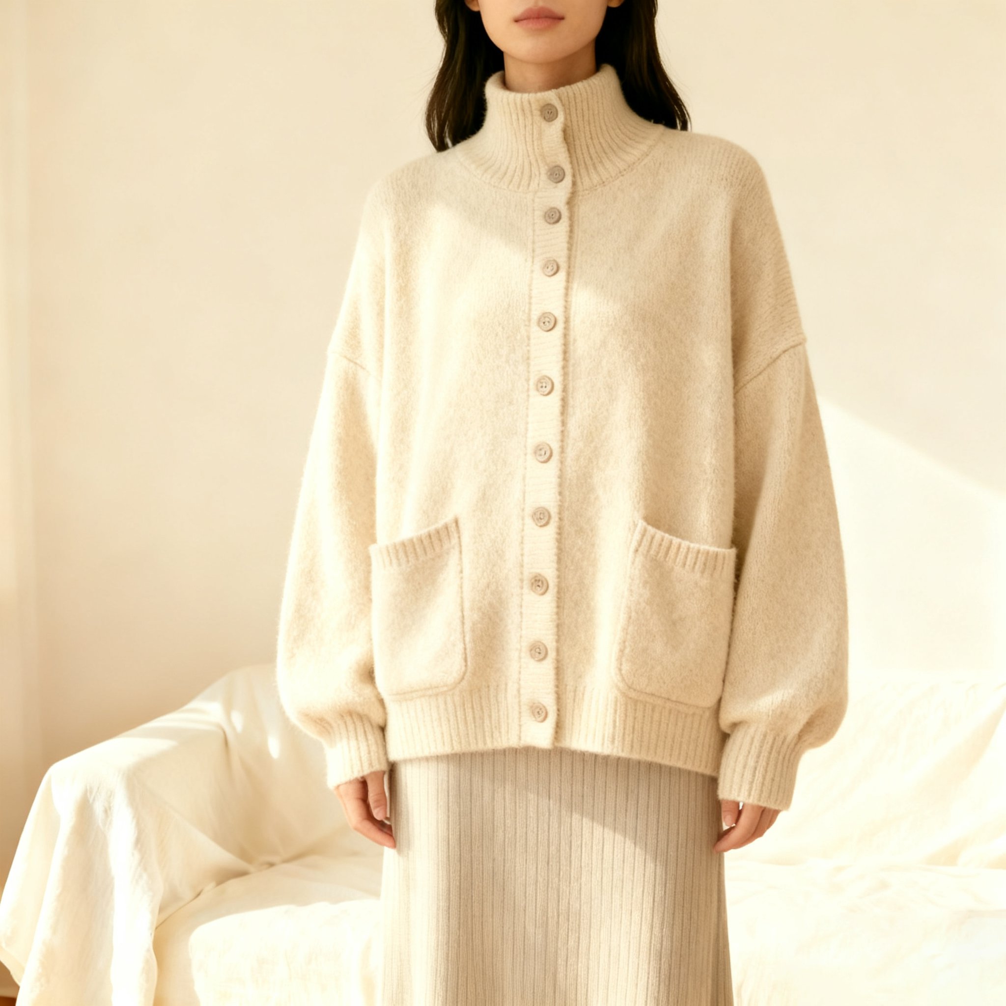 シンプルなニットカーディガンセット