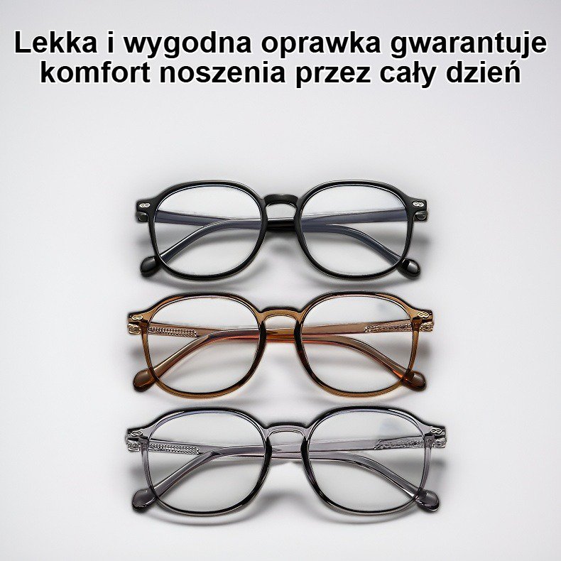 Duże młodzieżowe okulary blokujące niebieskie światło na modelu