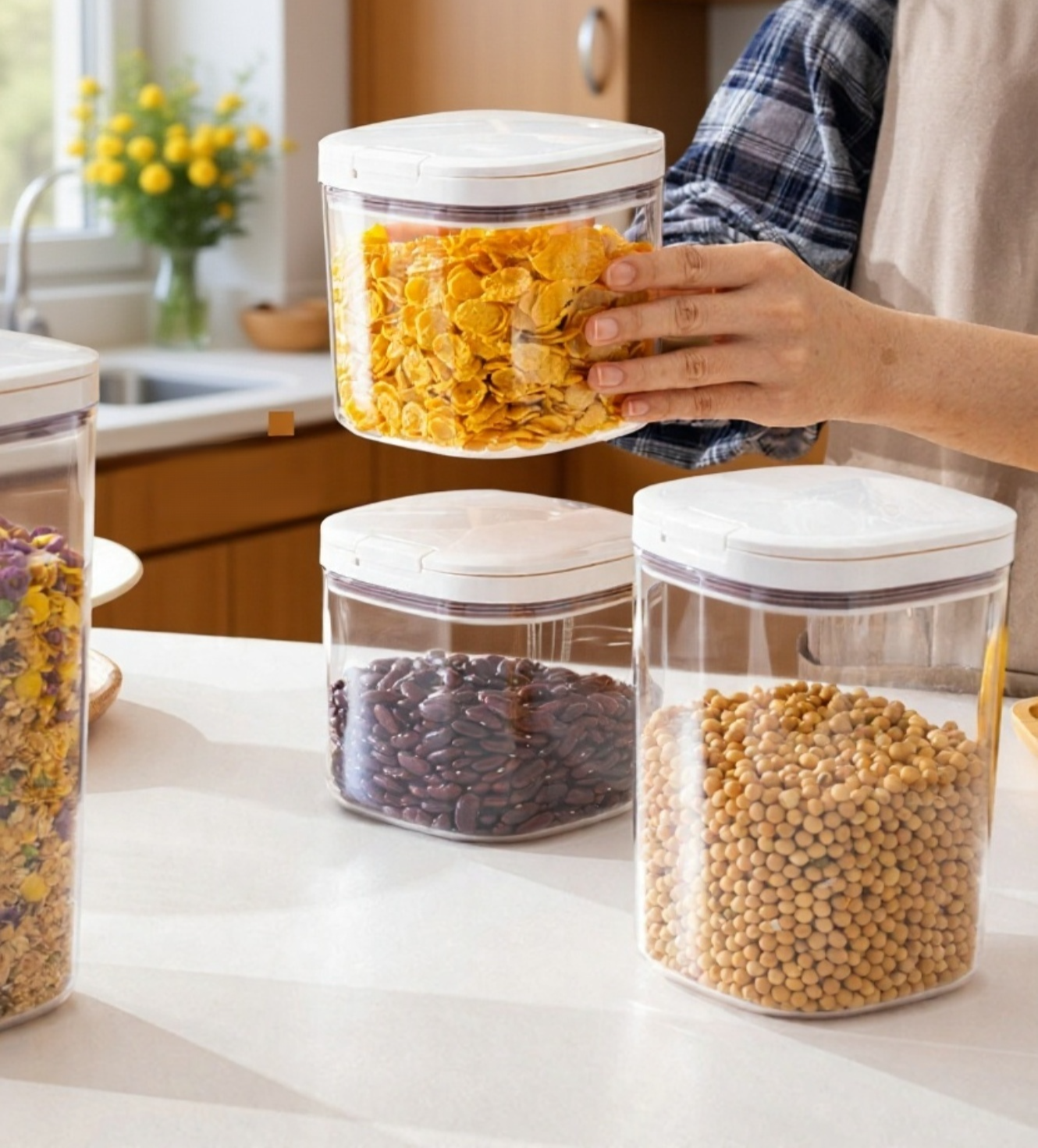 Leakproof container storing rice and grains