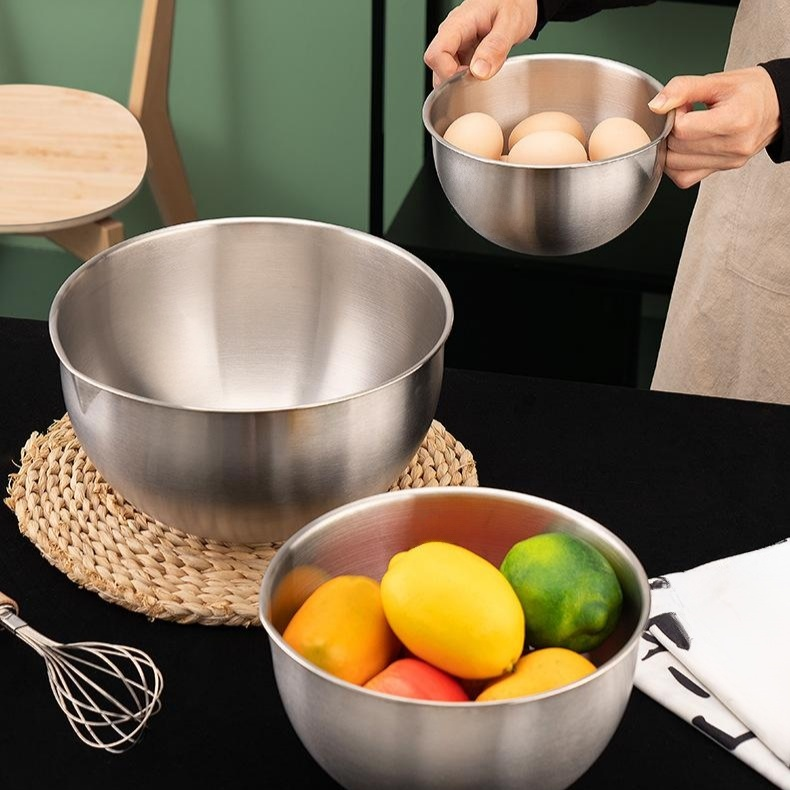 อ่างตีไข่สแตนเลส 304 แบบลึก ชามผสมสำหรับทำขนม เบเกอรี่ และนวดแป้ง
