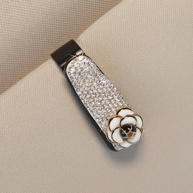 Car sunglasses clip, multi-functional car sunglasses holder, cute rhinestone-studded car sun visor c