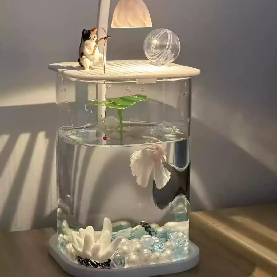 Acuario de cristal para salón, especial para peces betta, decoración moderna, fácil de mantener