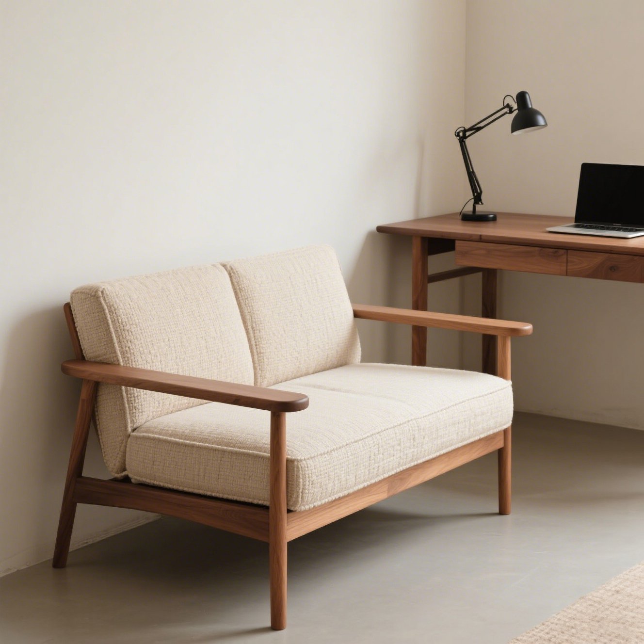 天然素材を使用したソファの質感