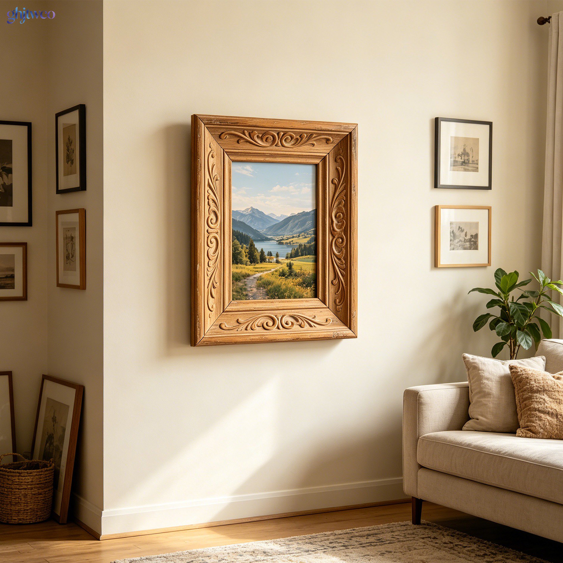 Carved wooden photo frames (5 pieces)