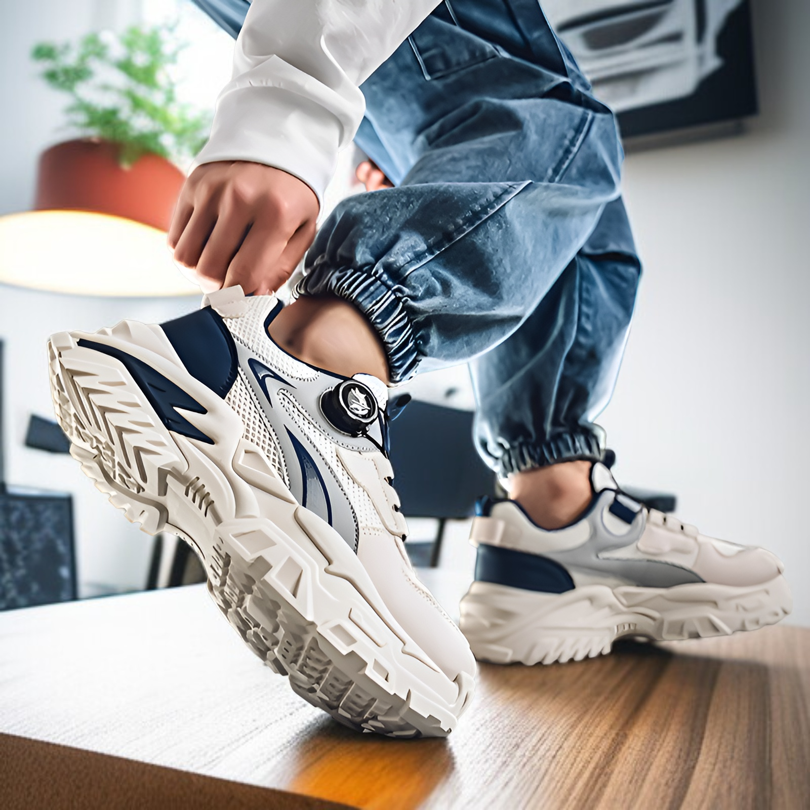 厚底旋轉紐扣旅遊老爹鞋