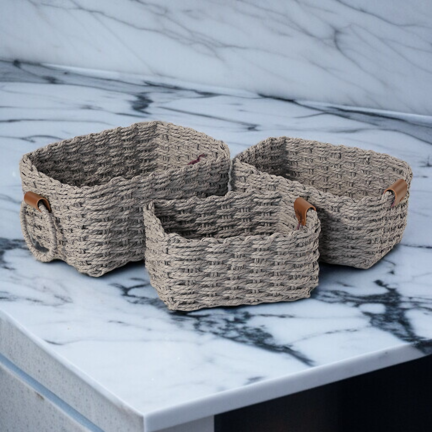 卓上ラタンバスケットのサイズ比較画像