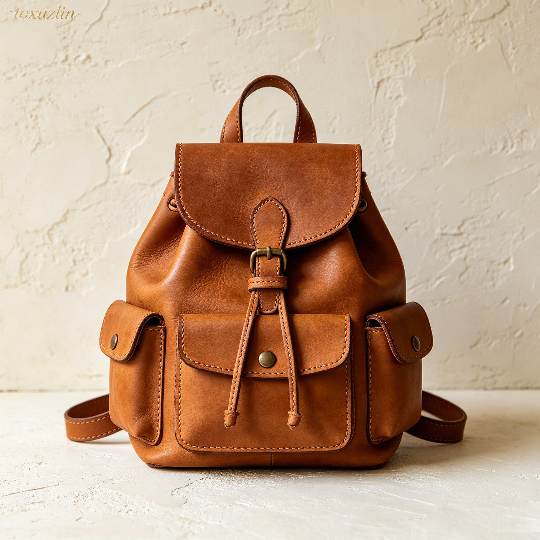 Sac à dos en cuir véritable fait main