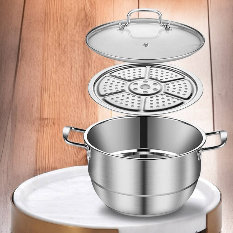 Stainless steel multifunctional soup pot with steaming slices