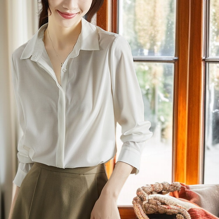 봄 한범 여 긴팔 셔츠 솔리드 이너 쉬폰 상의 봄 한범 긴팔 셔츠 이너 쉬폰 셔츠