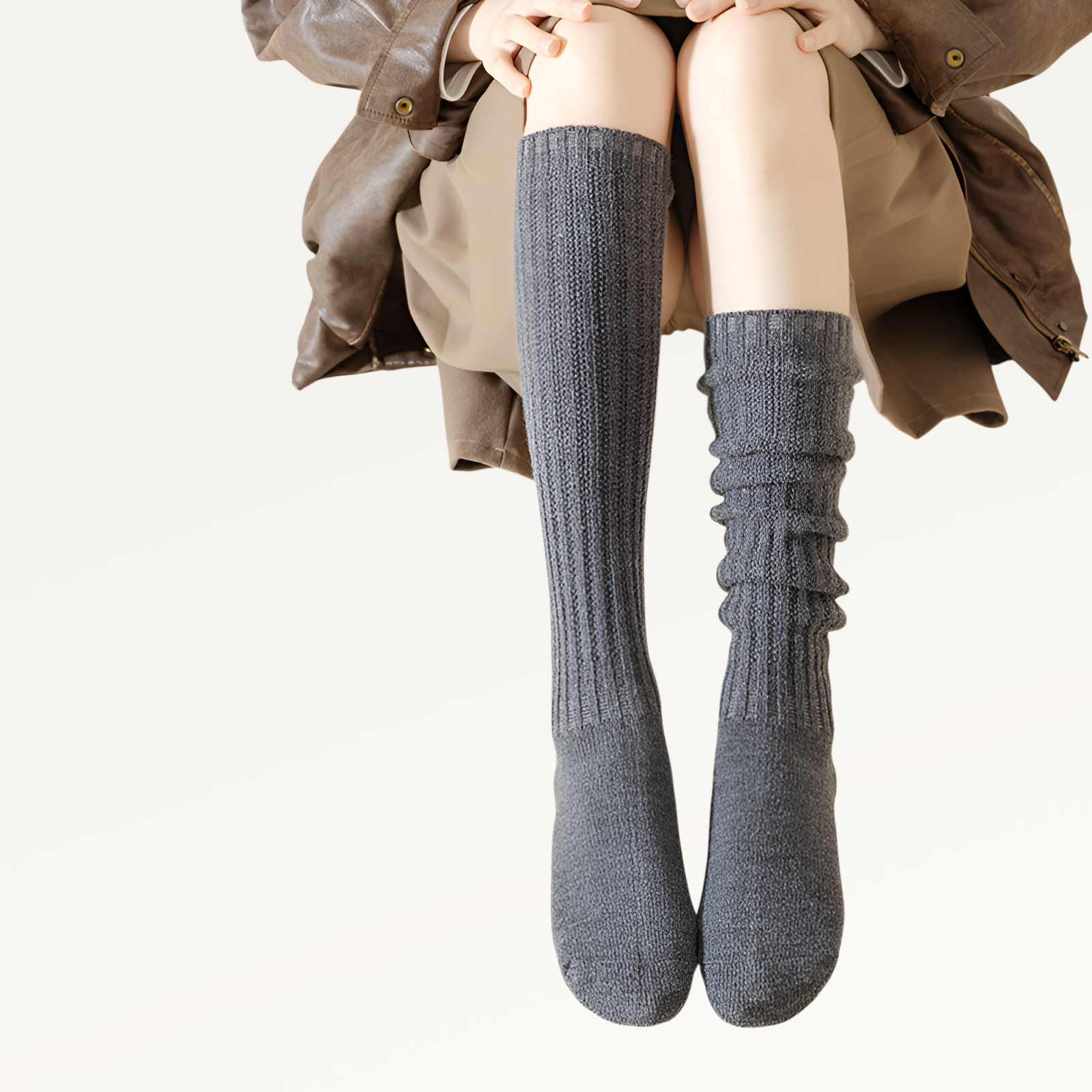 ウール暖かいソックス、秋冬レトロパイルカーフソックス