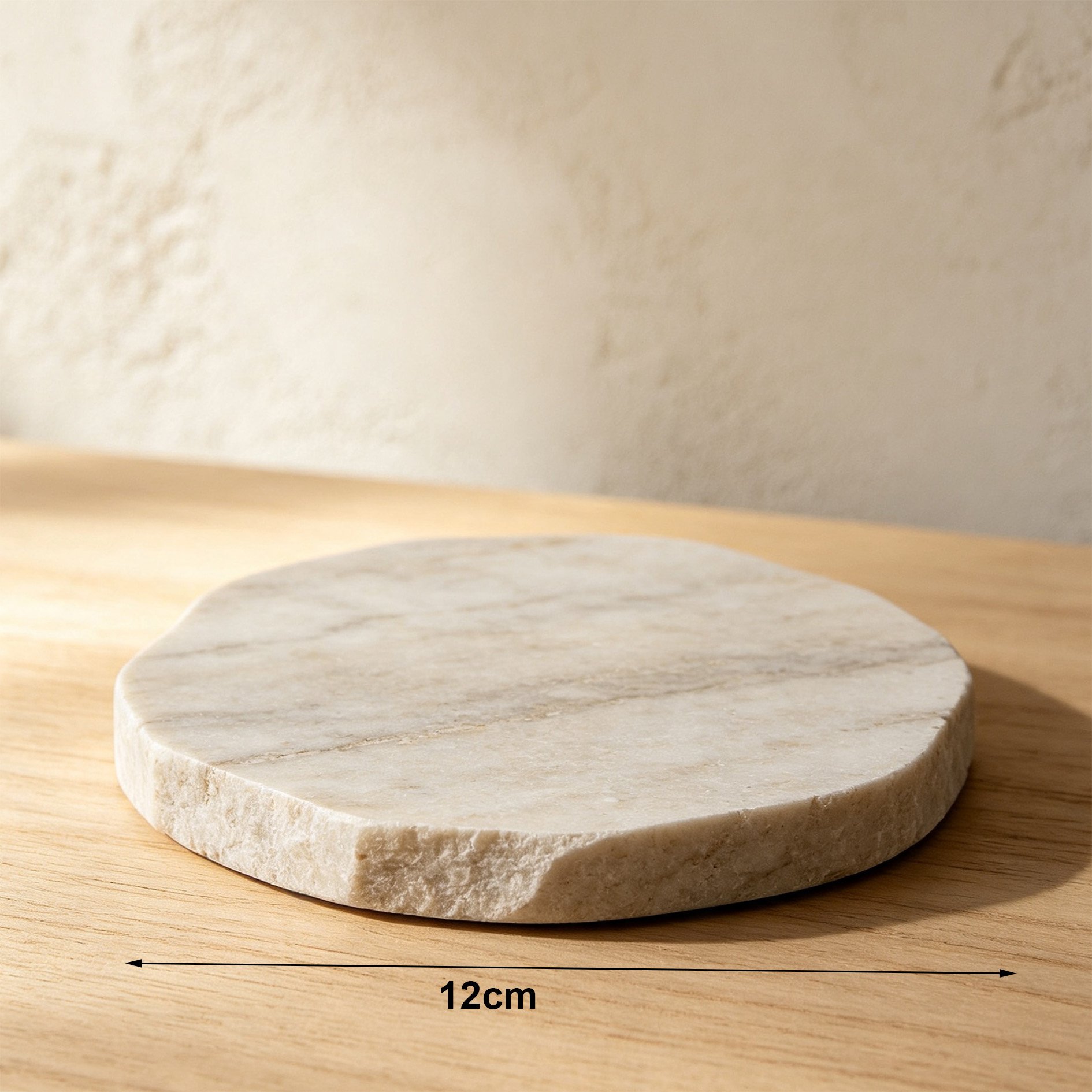 Eco-friendly travertine coasters protecting coffee table