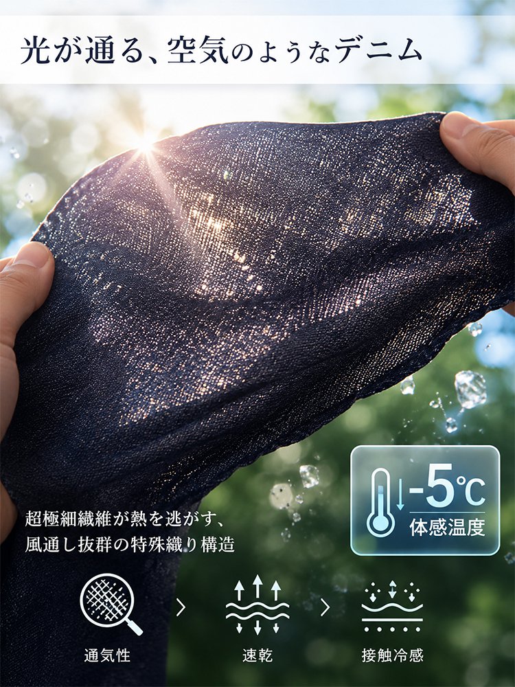 夏向け薄手デニムセットアップ