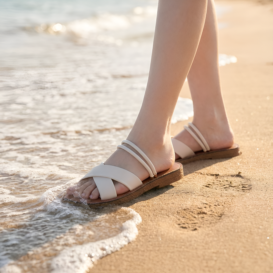 夏季羅馬風格女士透明沙灘涼鞋兩趾拖鞋